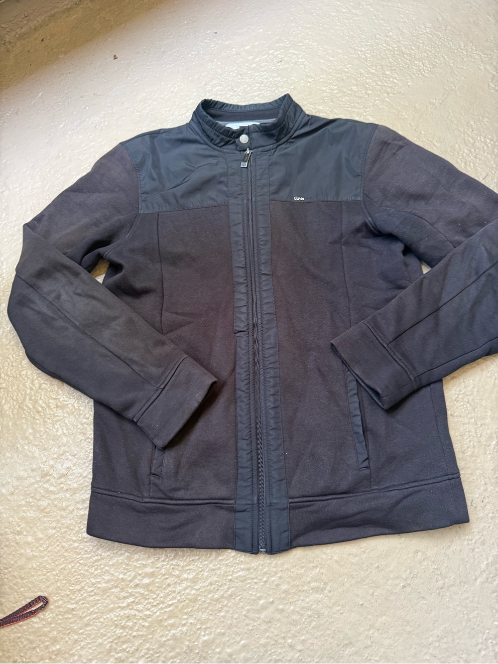 Calvin Klein Men's Dark Black Lightweight Zip Jacket